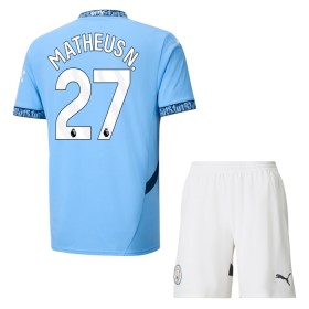 Manchester City Matheus Nunes 27 Matchtröjor Barn Hemma Fotbollströja 2024-25
